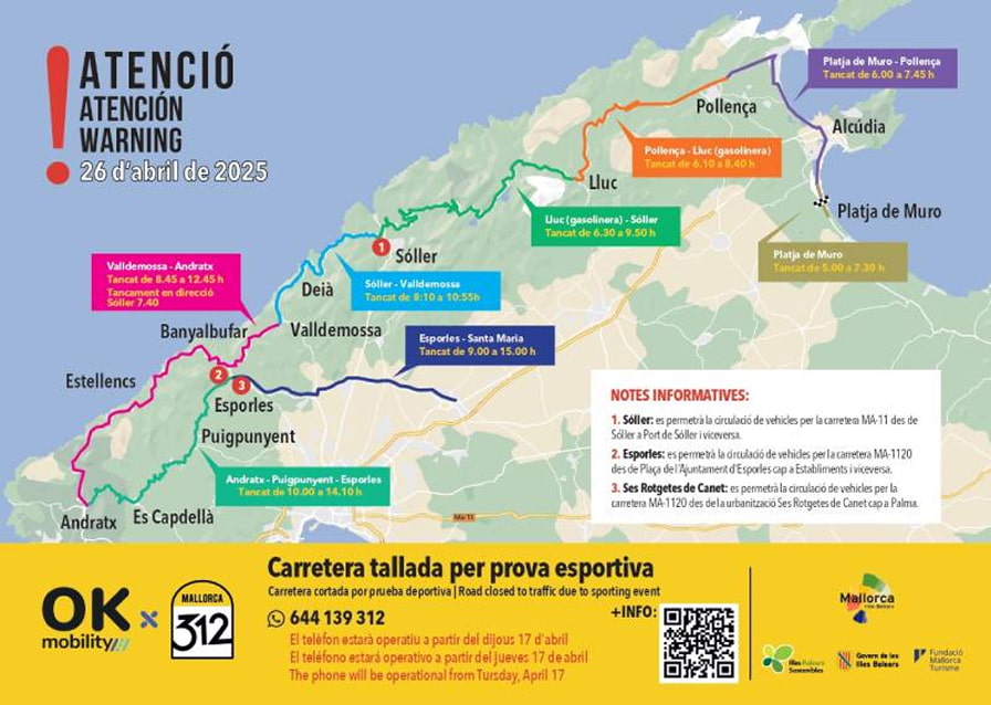 Mapa carreteras cortadas