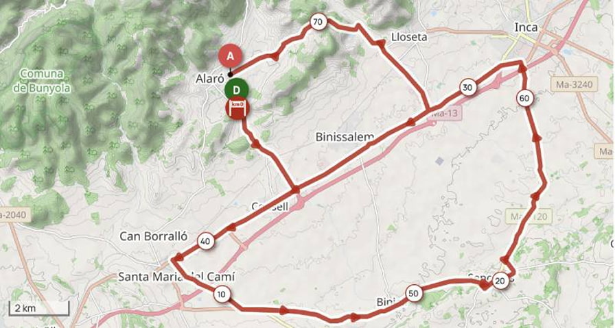 Mapa de la Etapa 1 de la Categoría Masters 50-60