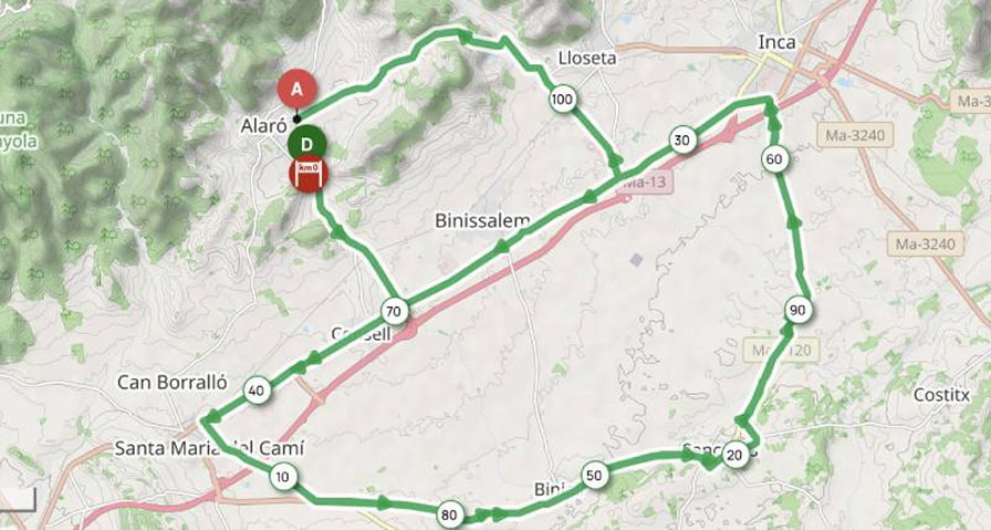Mapa de la Etapa 1 de la Categoría Masters 30-40
